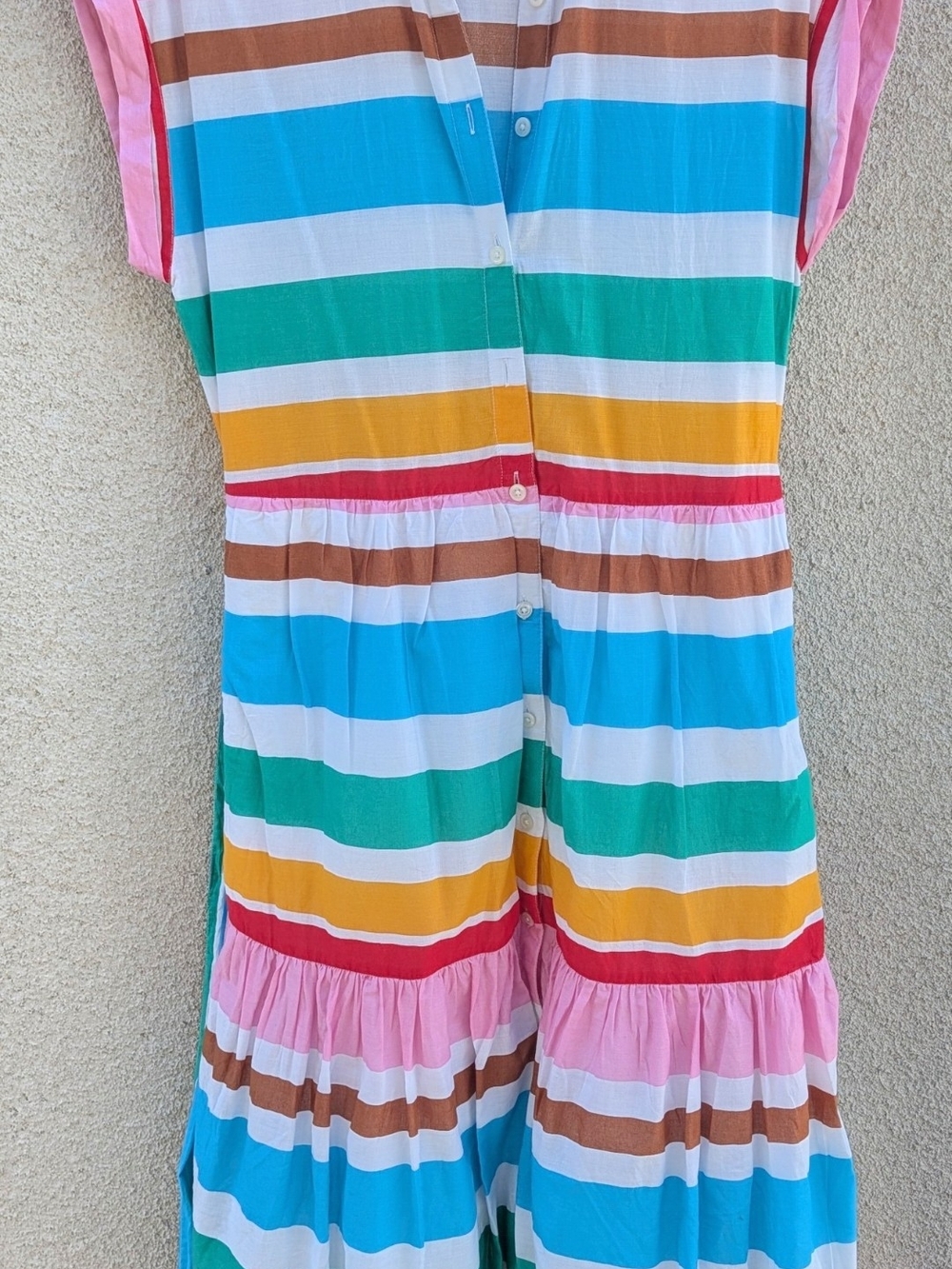 J. Crew Factory Bright Multicolor Striped Shirt Maxi Dress with Tie Belt Midi 6 - Picture 2 of 3